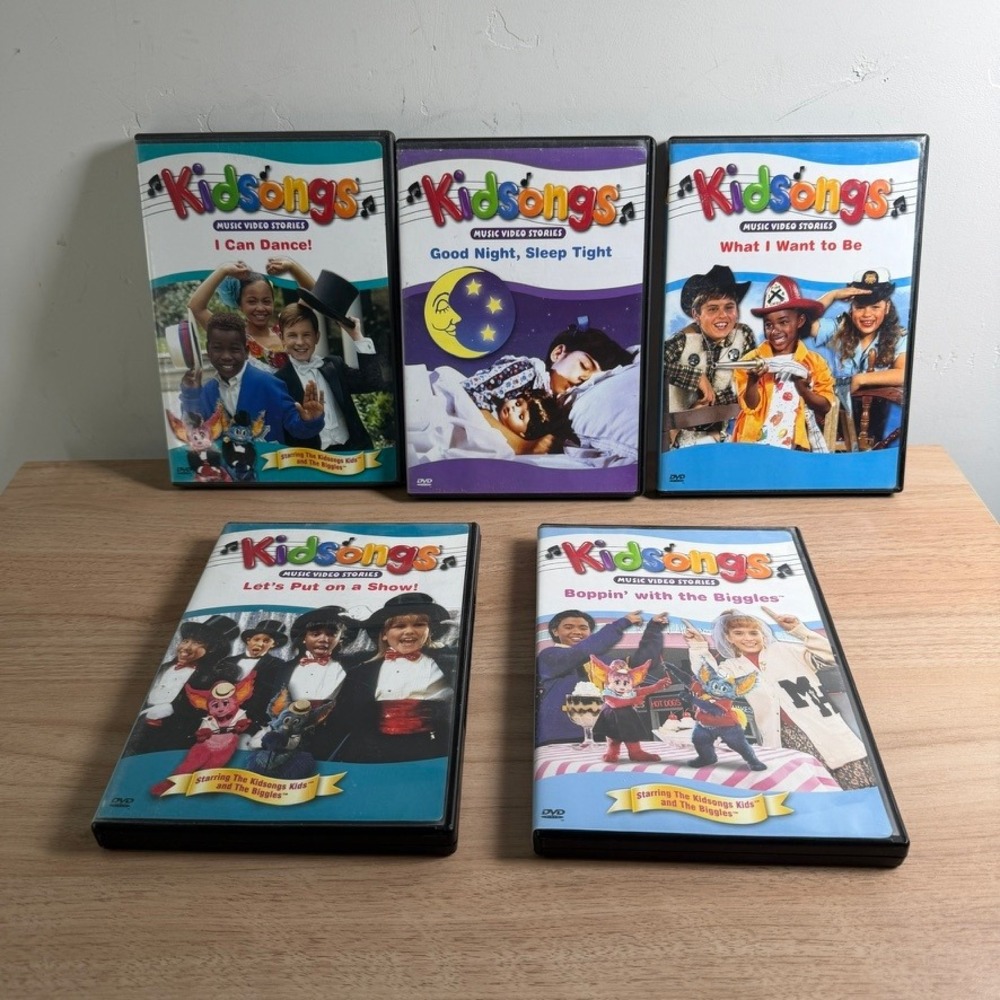 Lot of 5 Kidsongs DVDs Music Video Stories 90s Nostalgia PBS Sing Along Biggles
